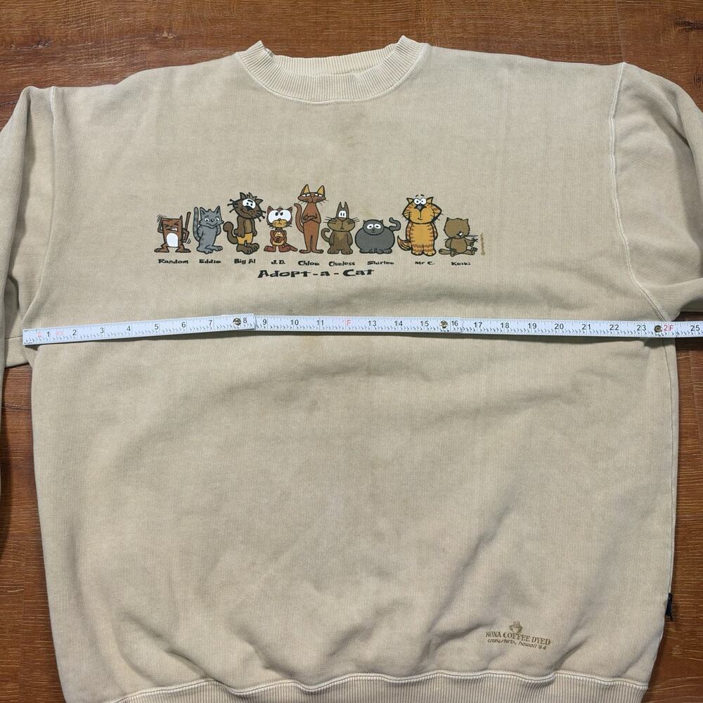 Vintage Crazy Shirts Adopt A Cat Sweatshirt Mens M Brown Oversized Relax Sweater - Picture 7 of 13
